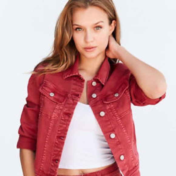 faded red denim jacket